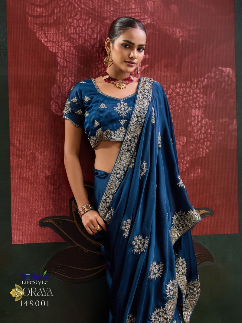 Soraya By Sethnic Satin Chiffon Designer Saree 